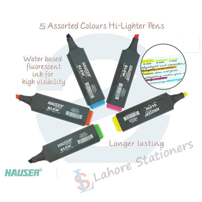 HAUSER Glow H6001 Chisel Tip ASSORTED Bright Colours Highlighter Single Piece - Sky Blue