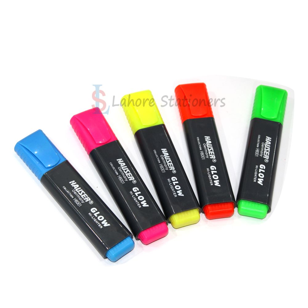 HAUSER Glow H6001 Chisel Tip ASSORTED Bright Colours Highlighter Single Piece - Sky Blue