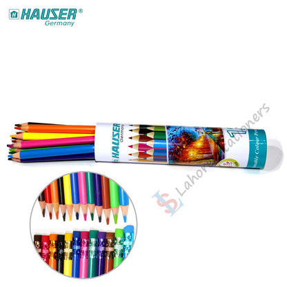 Hauser Erasable 12 Colour Pencils With Eraser High Quality Assorted Color