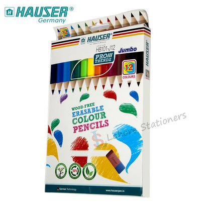 Hauser Jumbo Color Pencils Pack of 12 Erasable Colour Pencils Jumbo Size