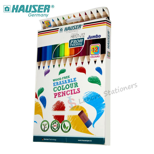 Hauser Jumbo Color Pencils Pack of 12 Erasable Colour Pencils Jumbo Size
