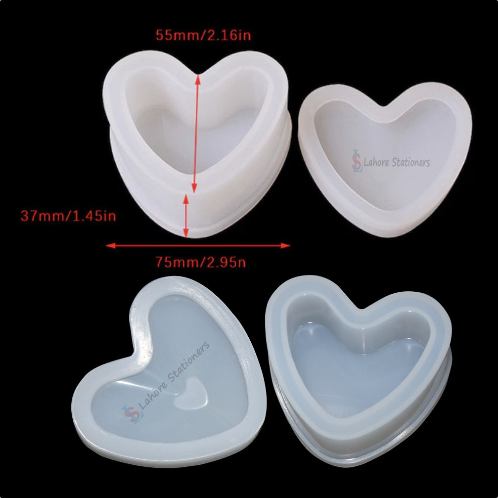Heart Shape Jewelry Storage Box Silicone Mold for Epoxy Resin, Candle Making, Concrete & Plaster DIY