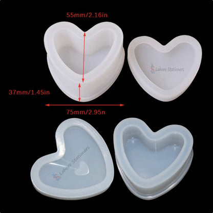Heart Shape Jewelry Storage Box Silicone Mold for Epoxy Resin, Candle Making, Concrete & Plaster DIY