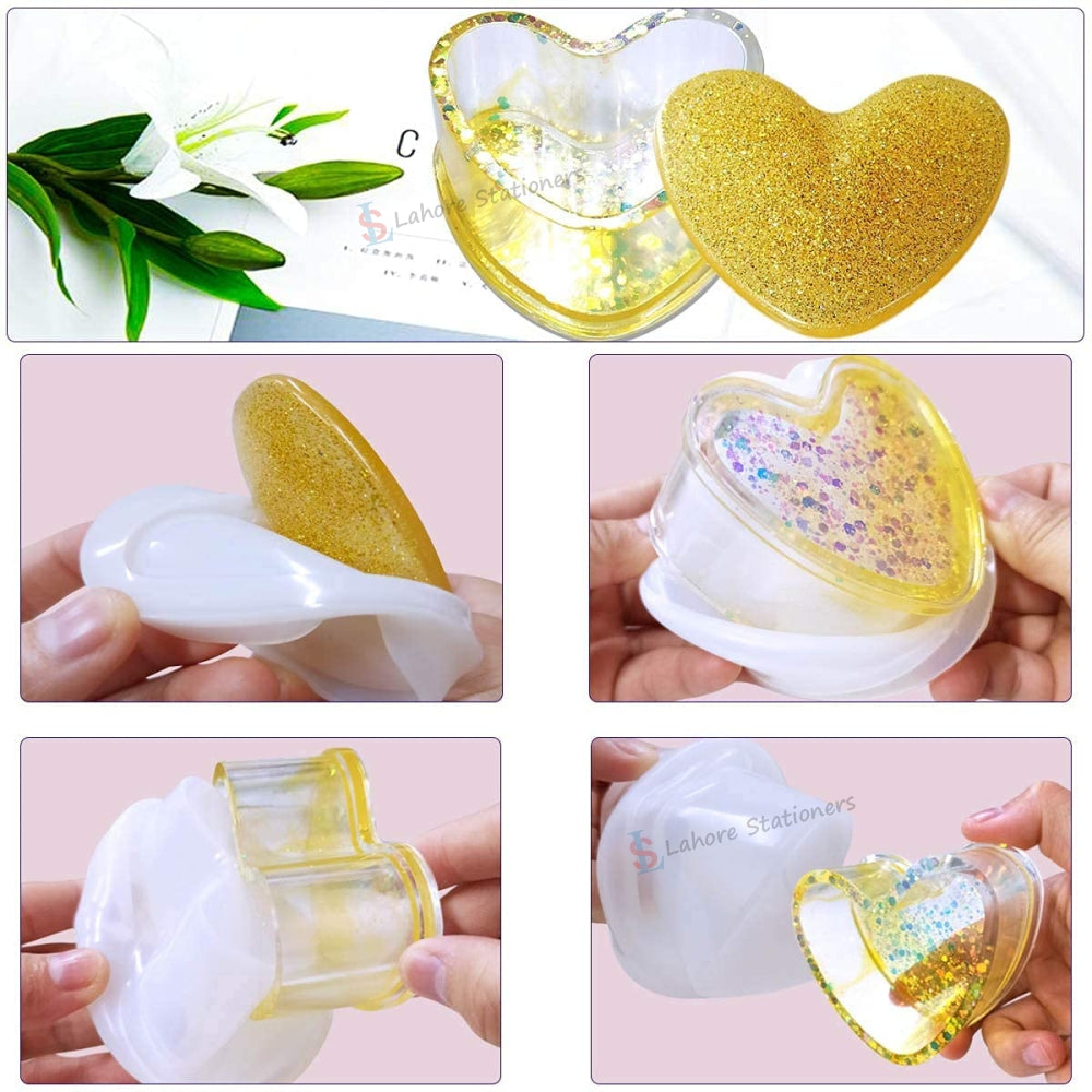 Heart Shape Jewelry Storage Box Silicone Mold for Epoxy Resin, Candle Making, Concrete & Plaster DIY