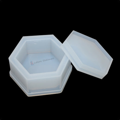 Hexagon Shape Jewelry Storage Box Silicone Mold for Epoxy Resin, Candle Making, Concrete & Plaster DIY