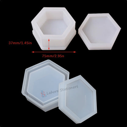 Hexagon Shape Jewelry Storage Box Silicone Mold for Epoxy Resin, Candle Making, Concrete & Plaster DIY