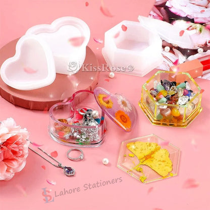 Heart Shape Jewelry Storage Box Silicone Mold for Epoxy Resin, Candle Making, Concrete & Plaster DIY
