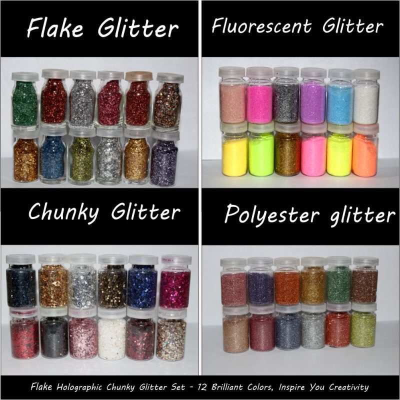 Glitter Set Different Type for Holographic Crafting Epoxy Resin  Fluorescent Glitter