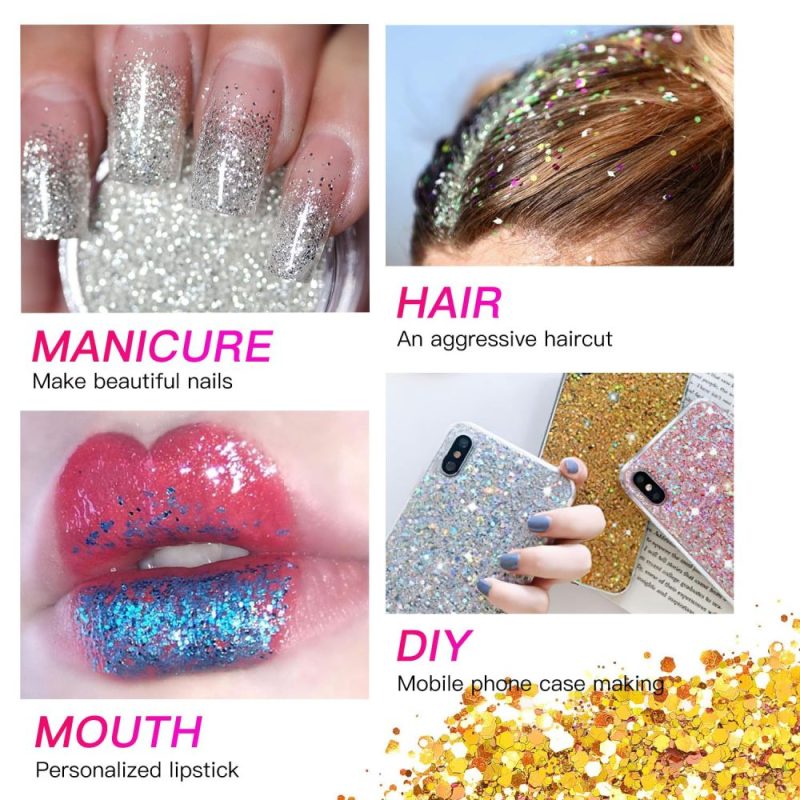 Glitter Set Different Type for Holographic Crafting Epoxy Resin  Fluorescent Glitter