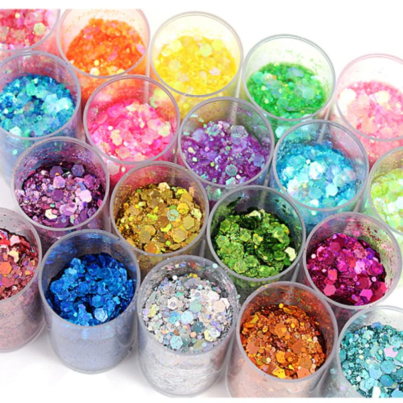 Glitter Set Different Type for Holographic Crafting Epoxy Resin  Fluorescent Glitter