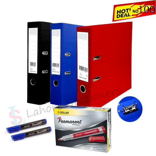 Deal 100: Box File set 3Pcs Dollar Permanent Marker Blue Bullet Tip 1Box