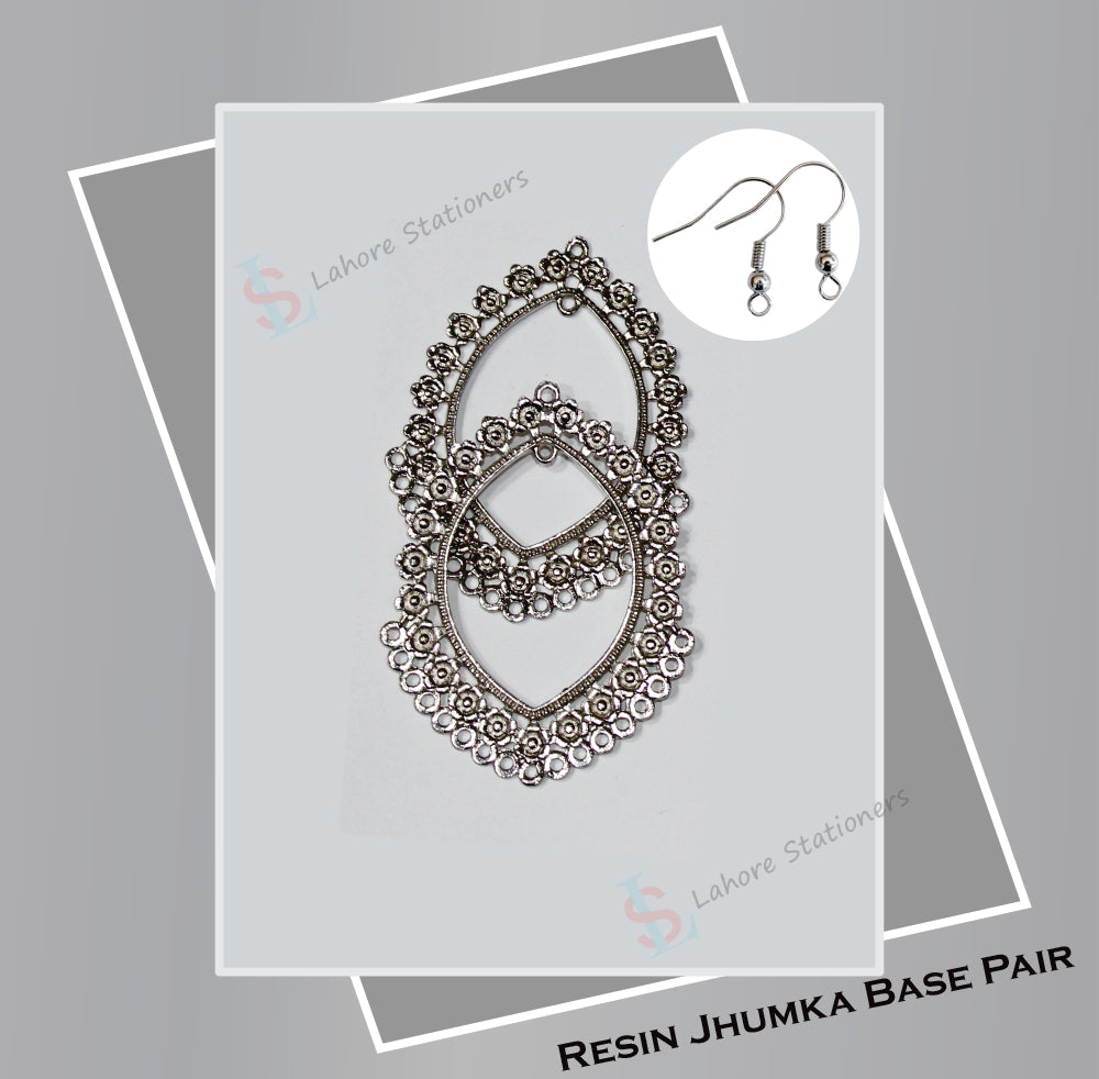 Jhumka Earrings Base Leaf Design Silver (Pair)