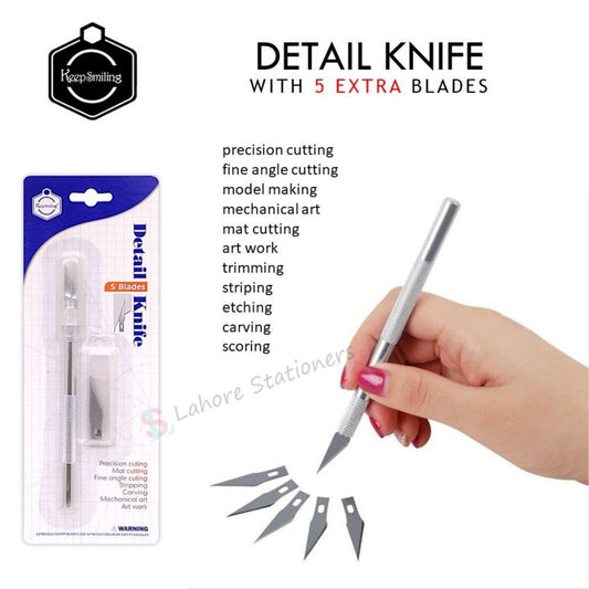 Keep Smile Detail Knife with 5 Extra Blades
