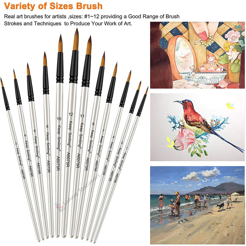 Keep Smiling Paint Brush 12Pcs Set Tip Round