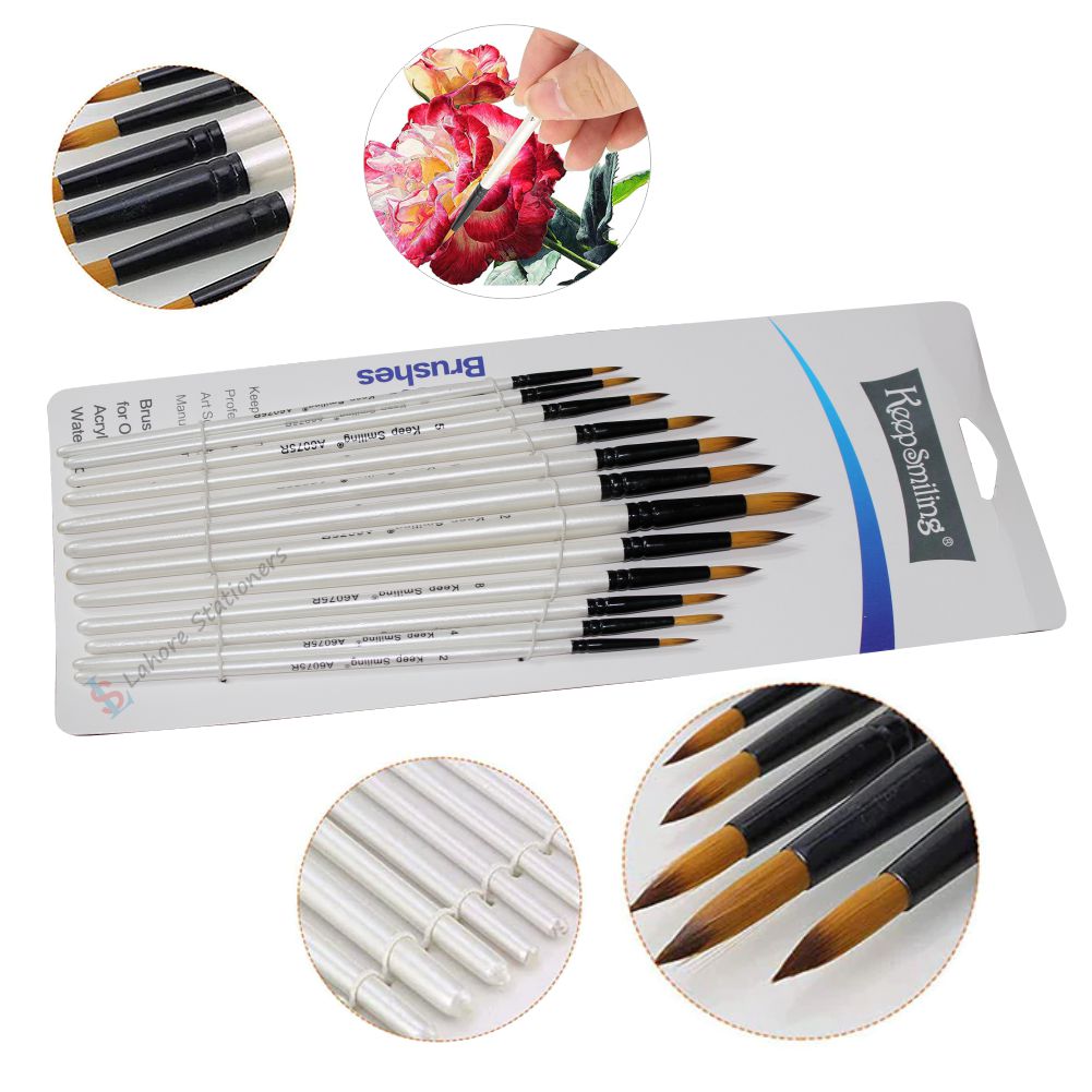 Keep Smiling Paint Brush 12Pcs Set Tip Round