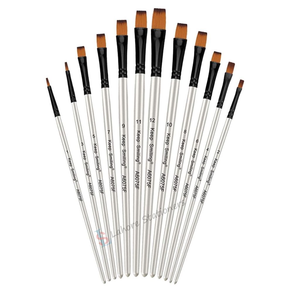 Keep Smiling High Quality Flat Brush Set 12pcs