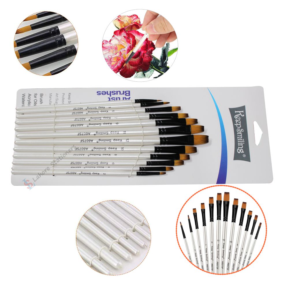 Keep Smiling High Quality Flat Brush Set 12pcs