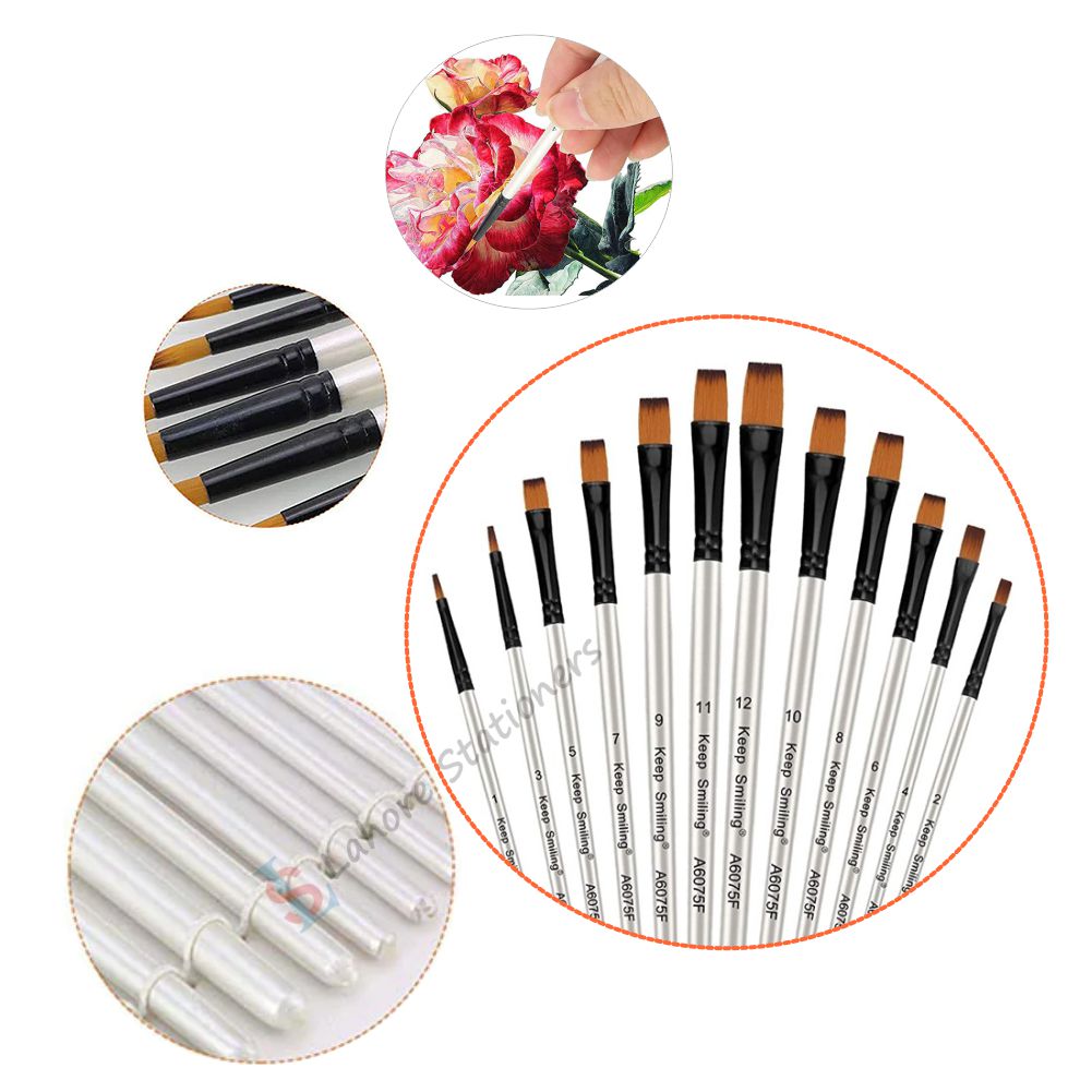 Keep Smiling High Quality Flat Brush Set 12pcs