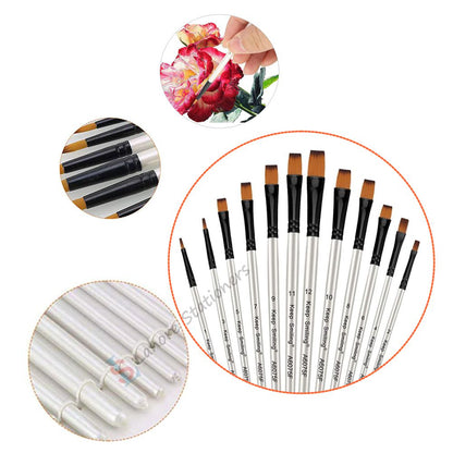 Keep Smiling High Quality Flat Brush Set 12pcs