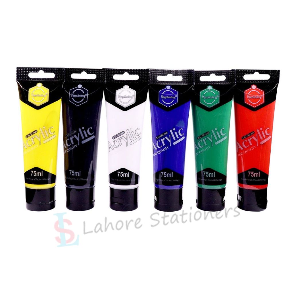 Keep Smiling Acrylic Paint Fine Quality 75ml Set Of 6 Pcs Tube