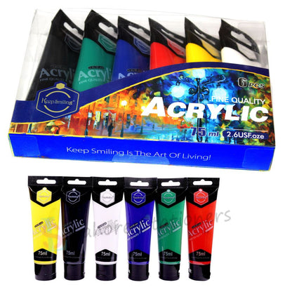 Keep Smiling Acrylic Paint Fine Quality 75ml Set Of 6 Pcs Tube
