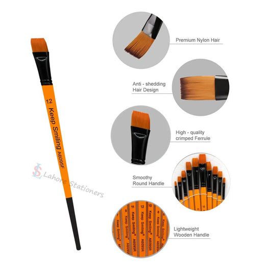 Keep Smiling Acrylic Flat Brush set Pack Of 10 Brush