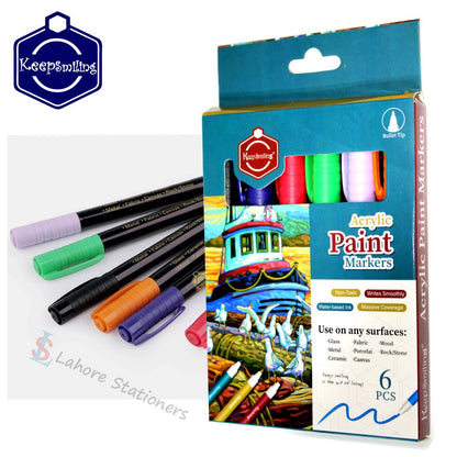 Keep Smiling Acrylic Paint Markers Set 6 Pieces Color Markers