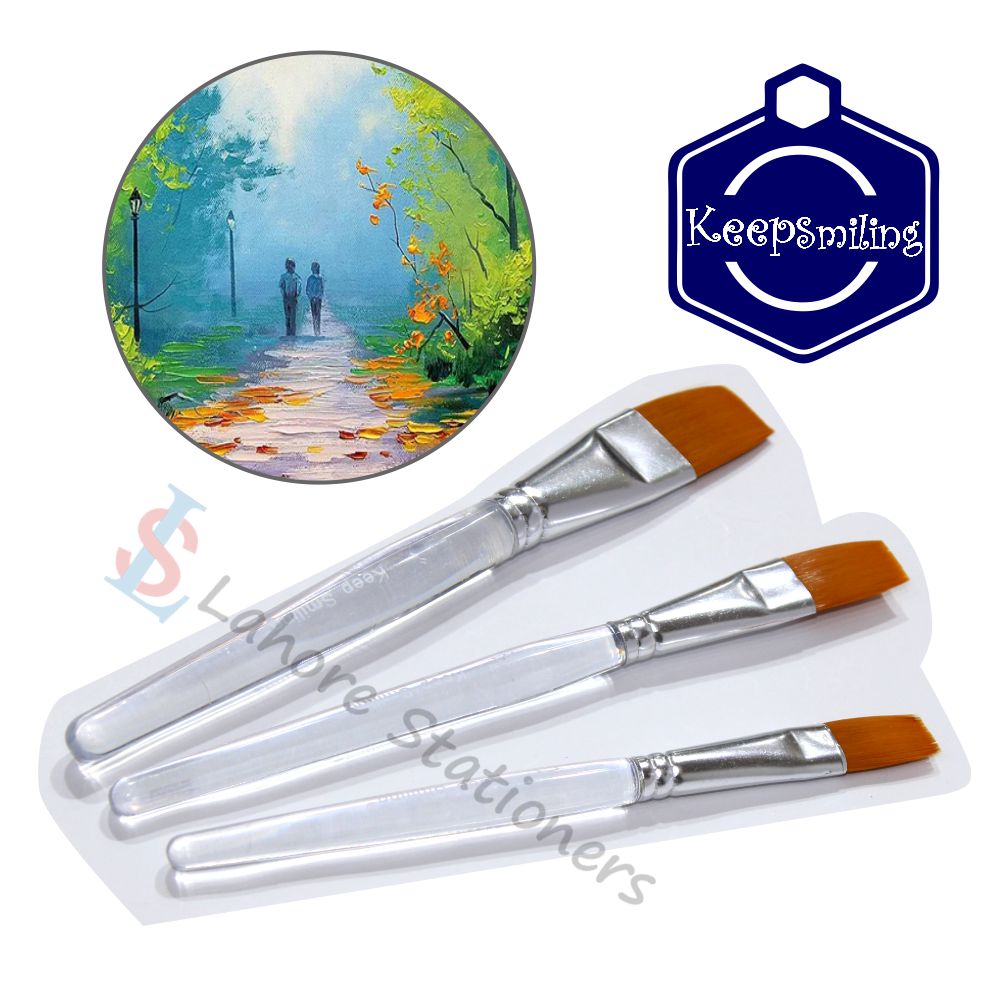 Keep Smiling High Quality Paint Brushes 3 Pcs Set Transparent Handle