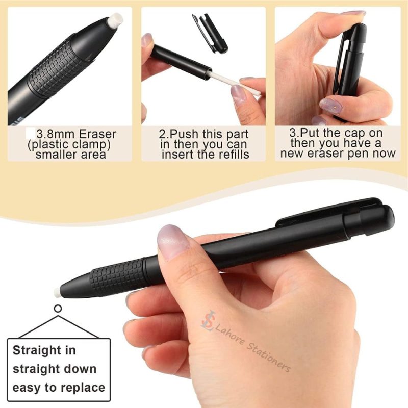 Keep Smiling Eraser Pen with 5 Refills Fine Art Design Macaron Clutch Eraser 3.8mm