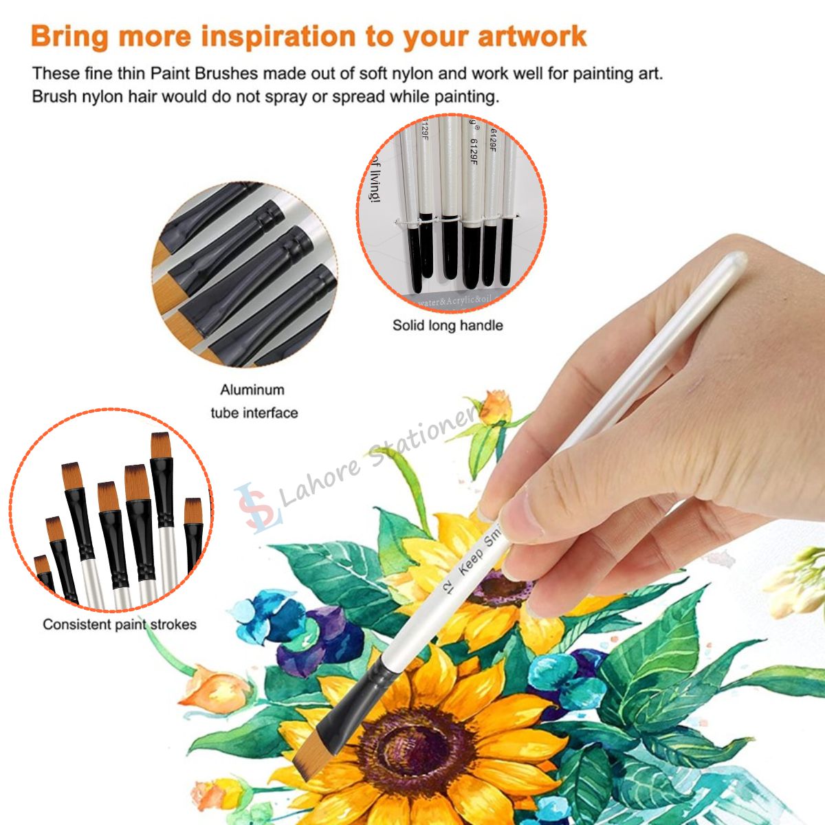 Keep Smiling Flat Brush Set 6 Pcs