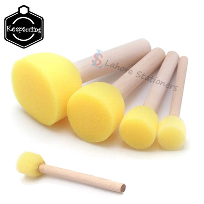 Keep Smiling Foam Round Brush Set 5 Pcs with Wooden Handles