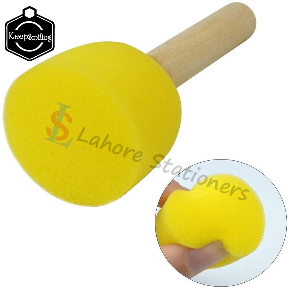 Keep Smiling Foam Round Brush Set 5 Pcs with Wooden Handles
