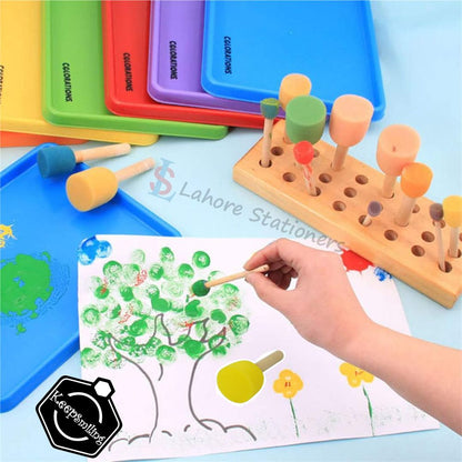 Keep Smiling Foam Round Brush Set 5 Pcs with Wooden Handles