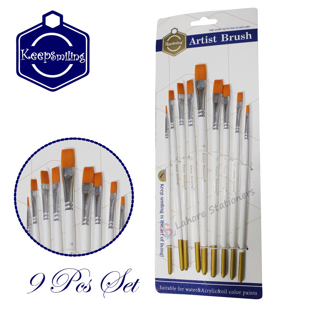 Keep Smiling High Quality Flat Brush Set 9 Pcs