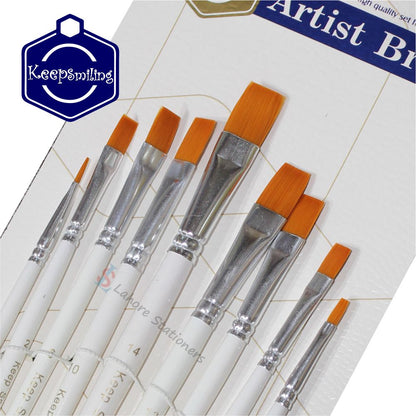 Keep Smiling High Quality Flat Brush Set 9 Pcs