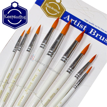 Keep Smiling Round Brush 9 Pcs Drawing Artist Paint Brushes Set
