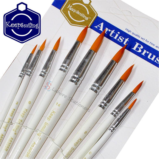 Keep Smiling Round Brush 9 Pcs Drawing Artist Paint Brushes Set