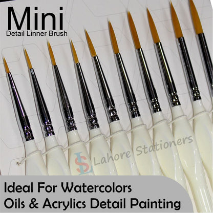 Keep Smiling Mini Detail Linner Paint Brush Set In Pack 10 Pcs