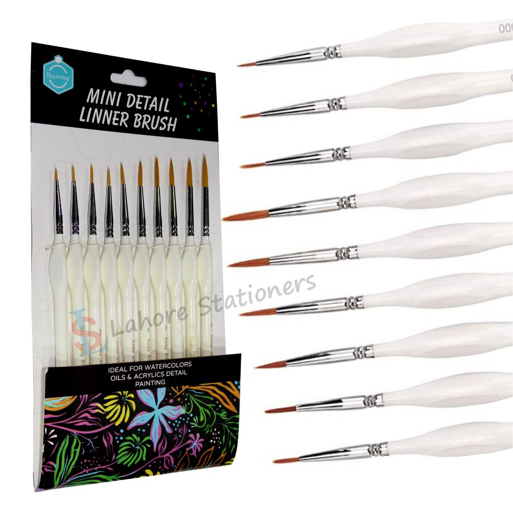 Keep Smiling Mini Detail Linner Paint Brush Set In Pack 10 Pcs
