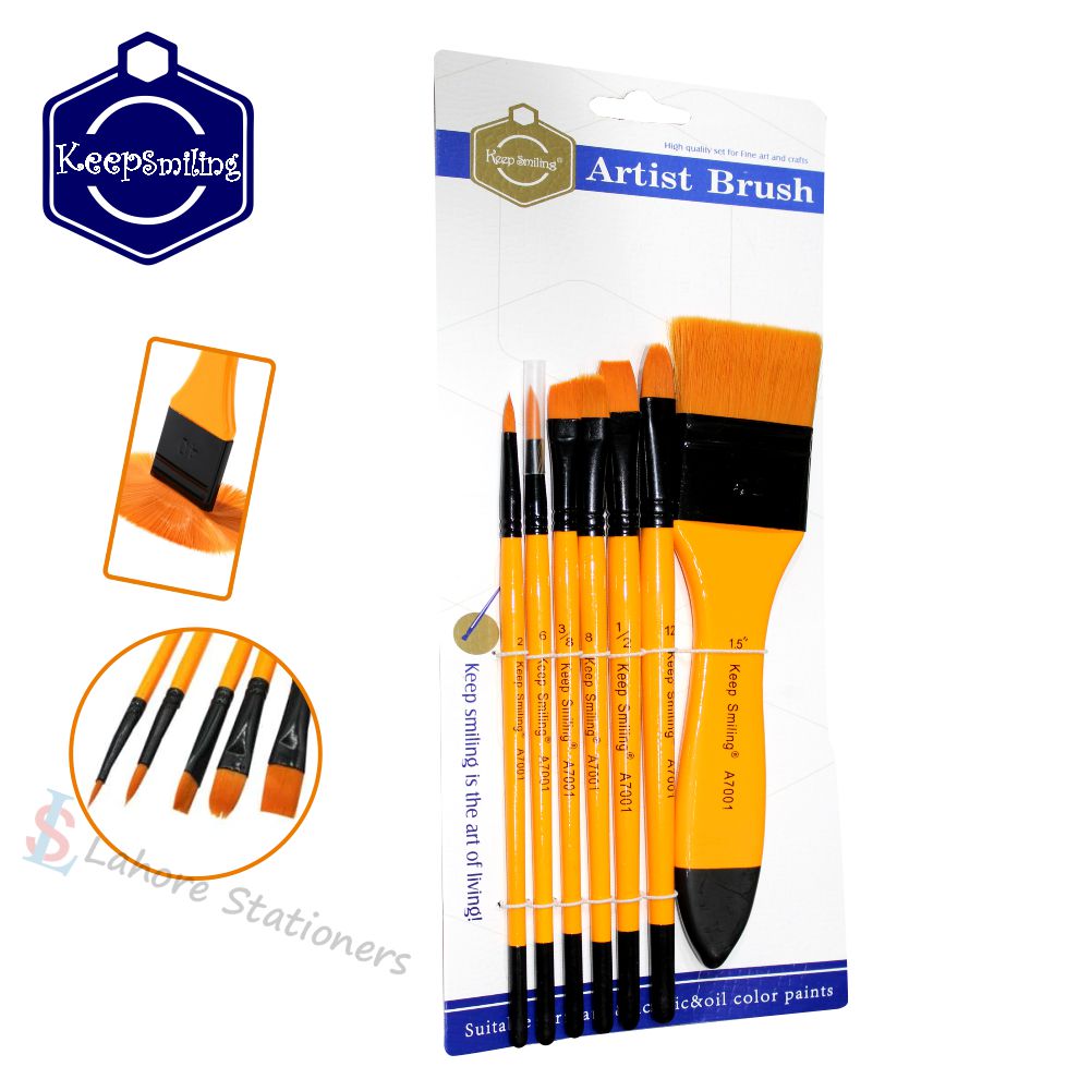 Keep Smiling Paint Brush Set Mixed Pack of 7Pcs