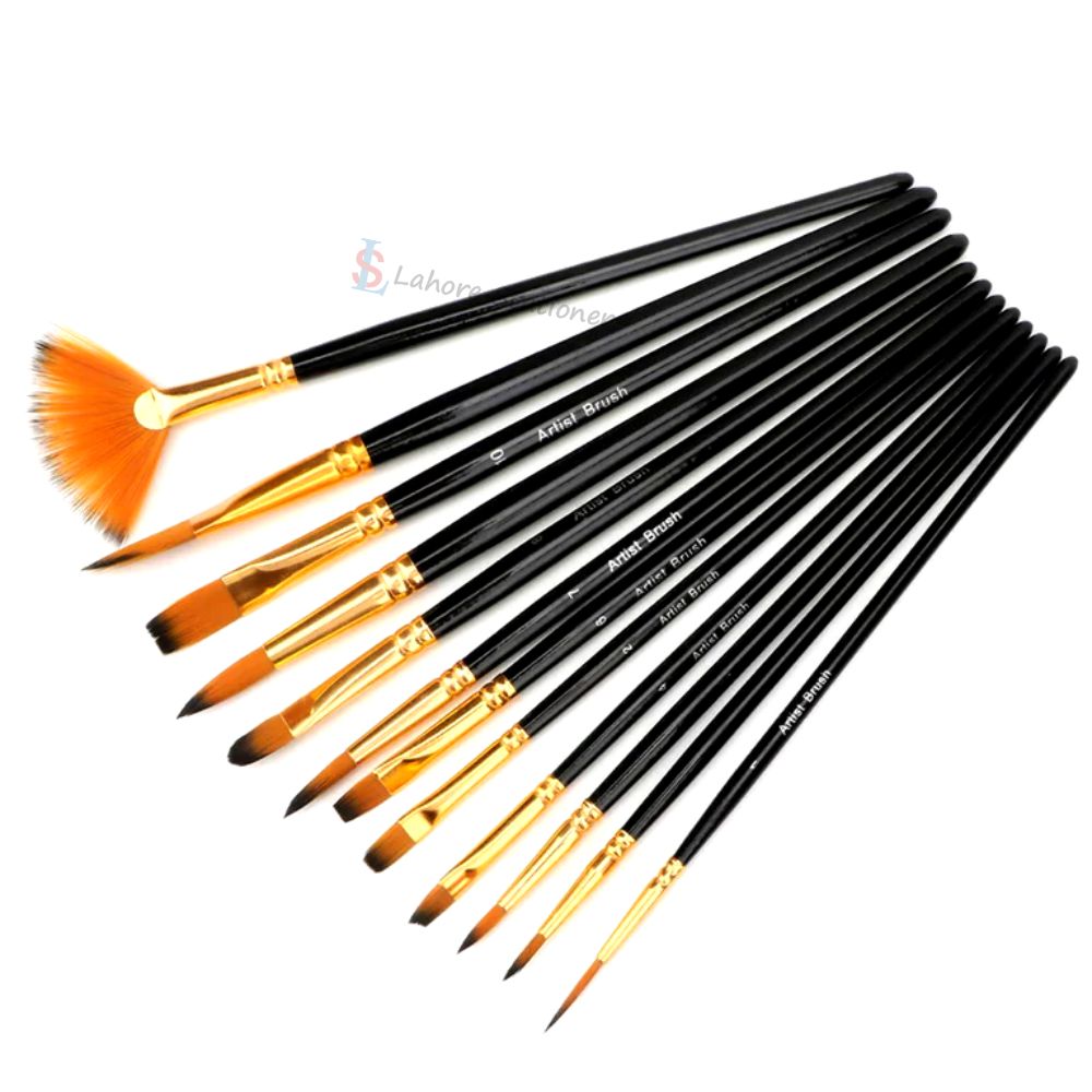 Keep Smiling 12 Pcs Paint Brush Set for Watercolor, Oil & Acrylic
