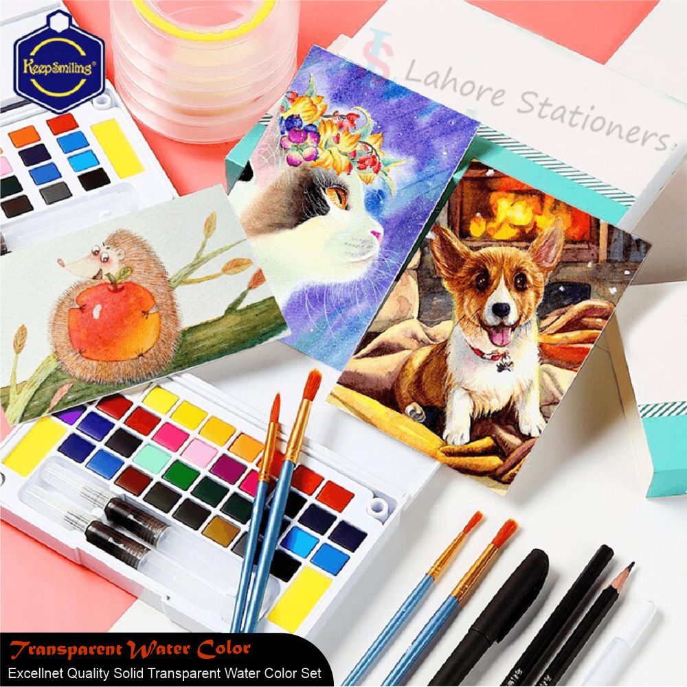 Keep Smiling Solid Transparent Watercolor Paints with Water Brush