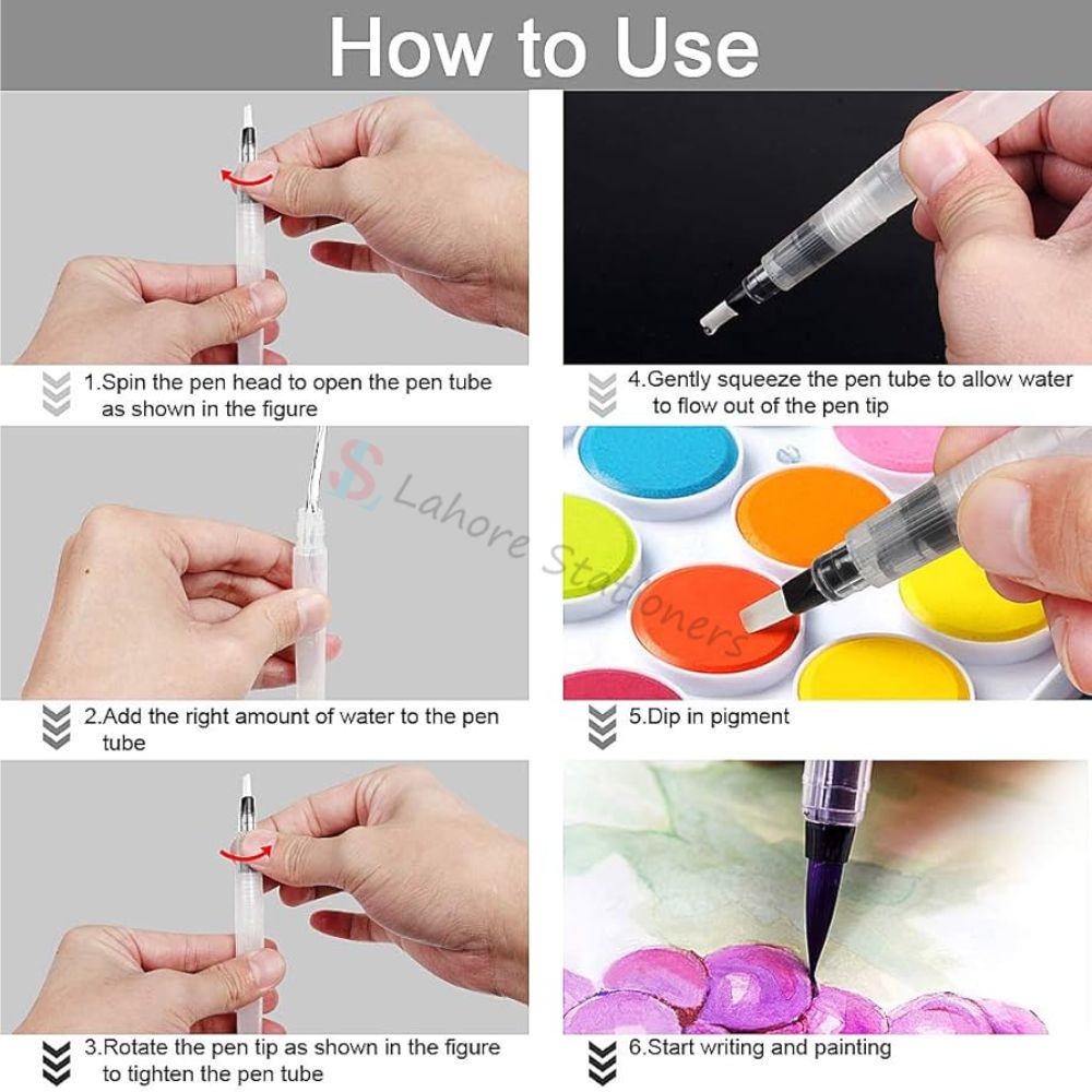 Water Brush Pens Pack of 3