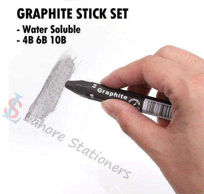 Keep Smilling Water Soluble Graphite Stick Set Art Drawing for Sketch & Shading Sticks Set 3 Pcs
