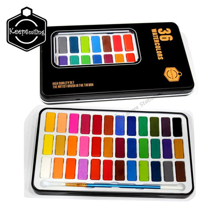 Keep Smiling Water Color Metal Tin Set With Brush
