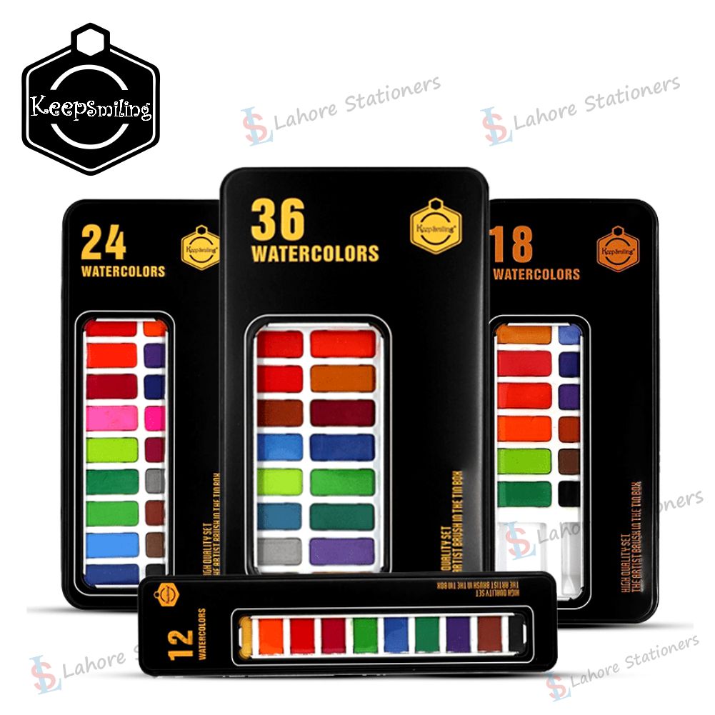 Keep Smiling Water Color Metal Tin Set With Brush