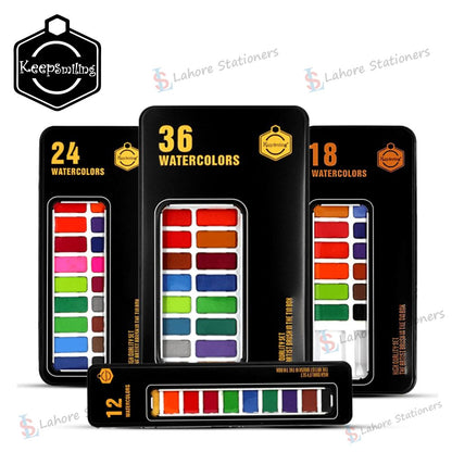 Keep Smiling Water Color Metal Tin Set With Brush