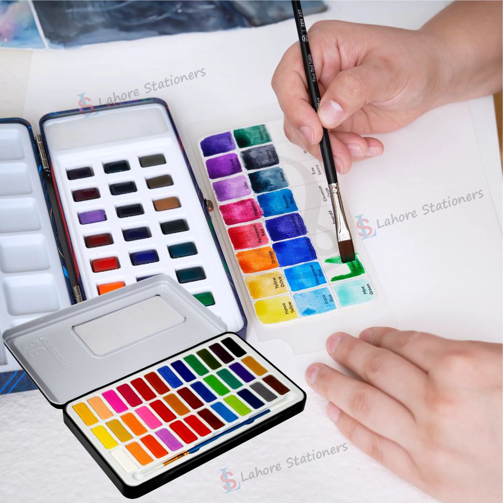 Keep Smiling Water Color Metal Tin Set With Brush