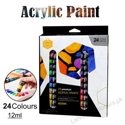 Keep Smiling Acrylic Tube Colours 12ml – 24 Shades Acrylic Paint Set