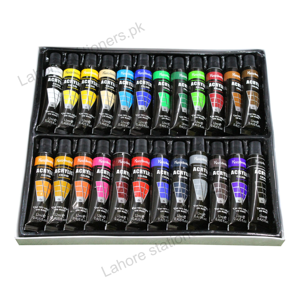 Keep Smiling Acrylic Tube Colours 12ml – 24 Shades Acrylic Paint Set